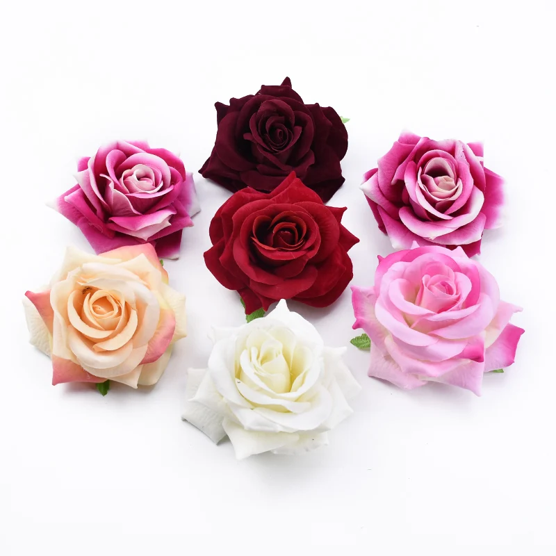 10CM Silk Artificial Flowers Rose for Christmas Wedding Bridal Bouquet Home garden arches Diy gift headwear Hot sales Decorative