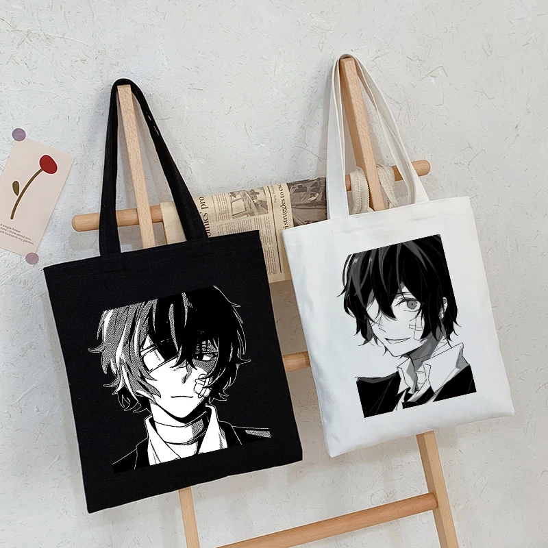 Bolsa de lona anime Bungo Stray Dog para mulheres, grande capacidade, bolsa de ombro vintage clássica, bolsa Harajuku escura, estilo gótico