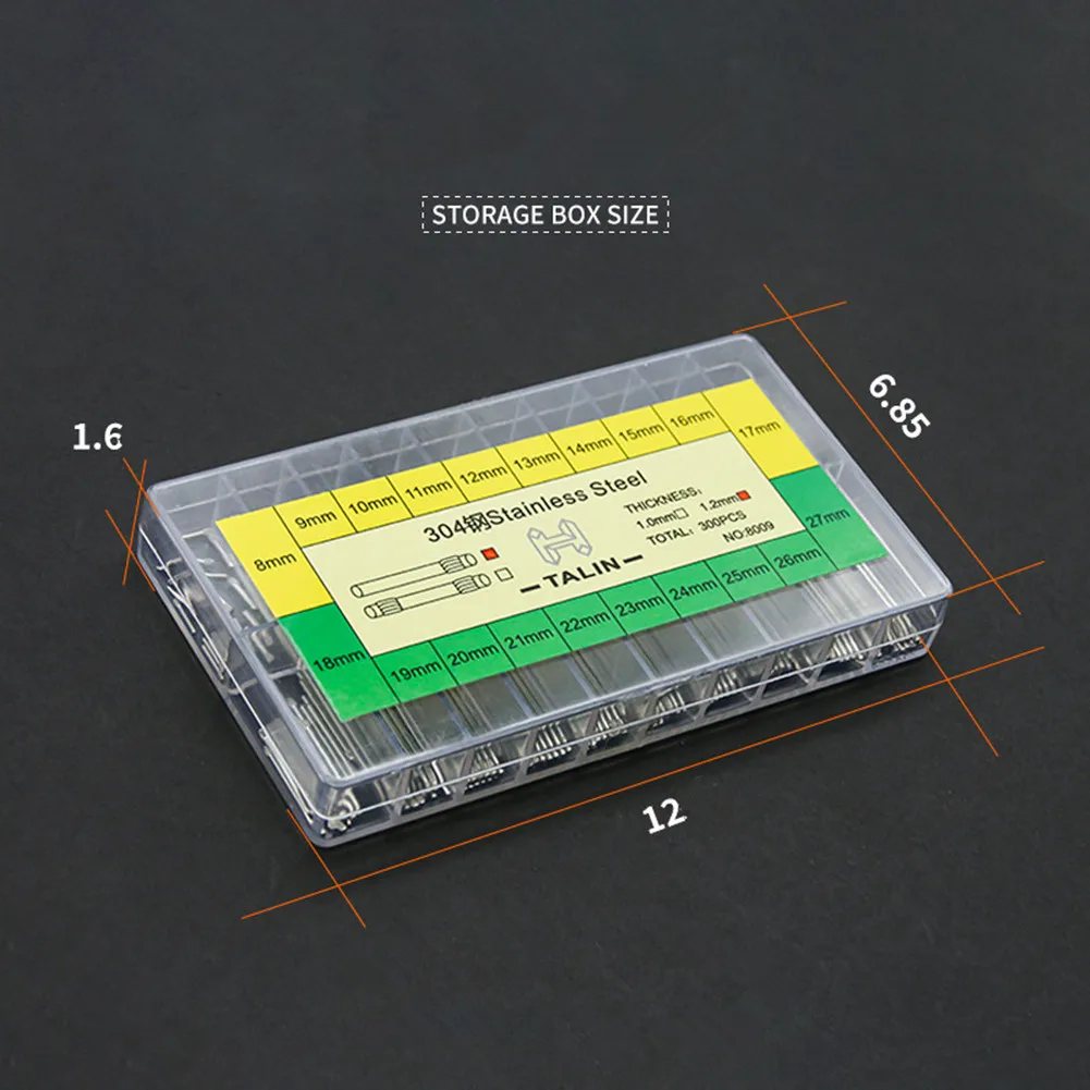 300Pack 1.2/1.0Mm 8-27Mm Roestvrij Stalen Horloge Band Spring Bar Armband Link Pin Wathcmaker onderdelen No.8009