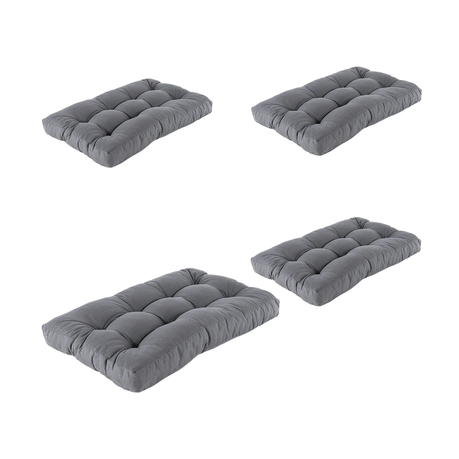 4 Pack seat cushions for pallet | Size: 80x120x16 cm | Gray Olefin | Water repellent, outdoor cushions, garden cushion, outdoor pillows, pallet sofas cushions, pallet cushions