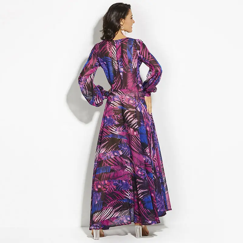 Robe de soirée Maxi pour femmes, tenue de plage, col en v, Sexy, longue, été, 2019