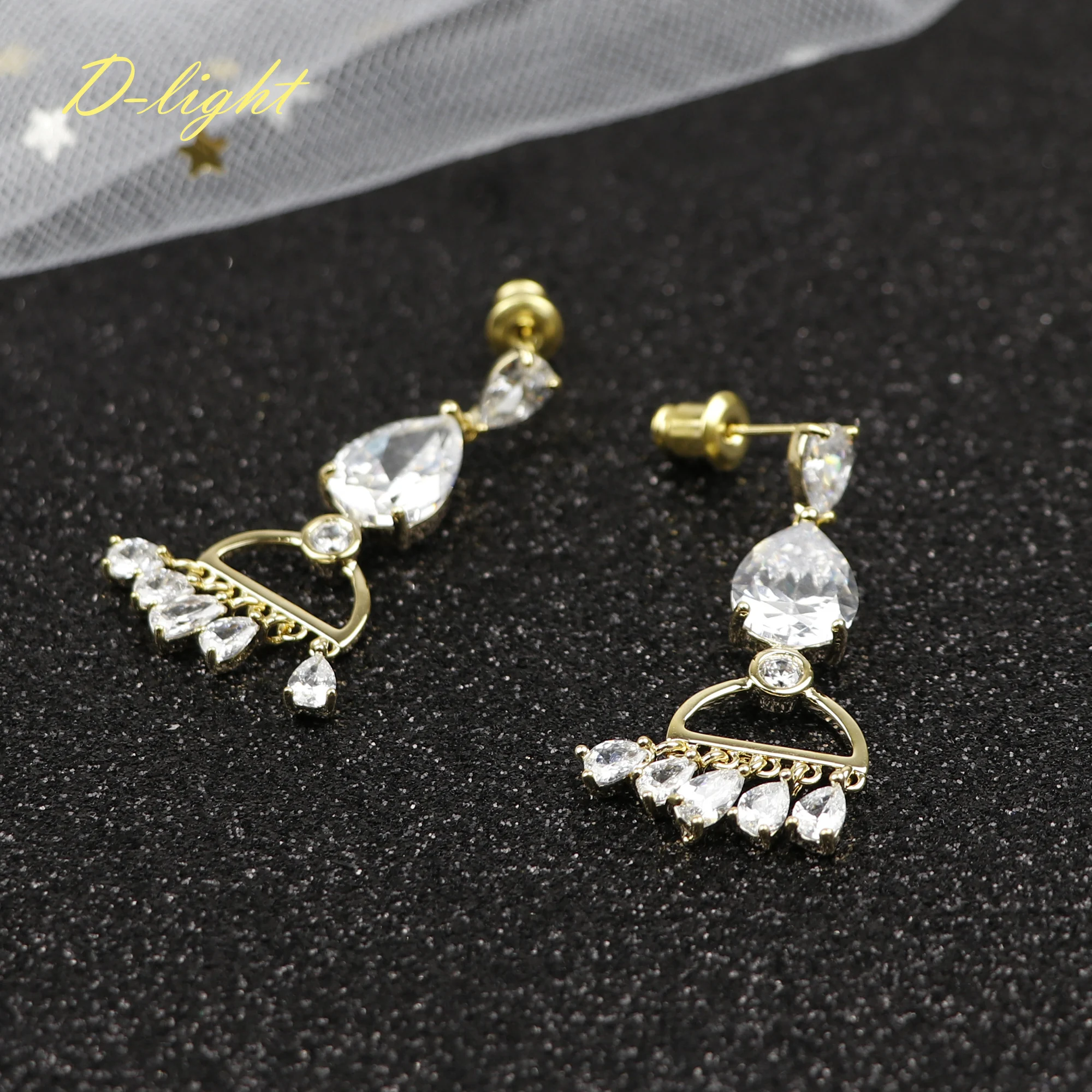 925 Silver Post Princess Shiny Zircon Copper Gilded Earrings Women Tassels Lively Luxury Wedding Party Jewelry Gift Accessory