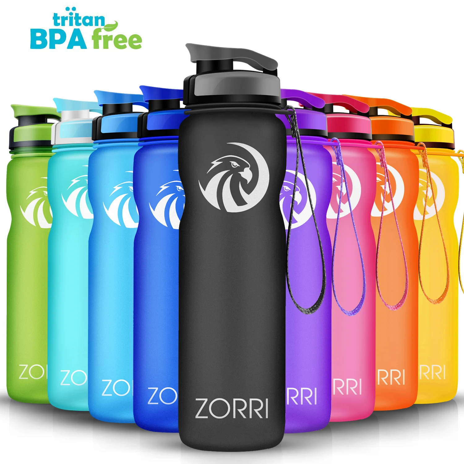 ZORRI Large Black Water Bottle Fashion Outdoor Sports 1 Litre Plastic Eco-Friendly Bottles Cycling Tourism And Camping Drinkware