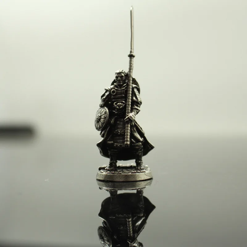 Biała miedź japoński Shogunate samuraj figurki miniaturowe Vintage metalowe modele żołnierzy statua zabawka na pulpit ozdoba ozdoba