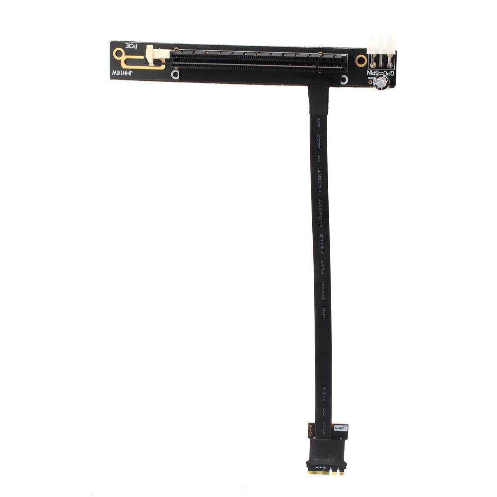 PCI-E NGFF M.2 A/E Key to PCIe 3.0 X16 Extension Extender Cable Angled PCI Express X1 X4 X8 X16 with 6pin Power Adapter