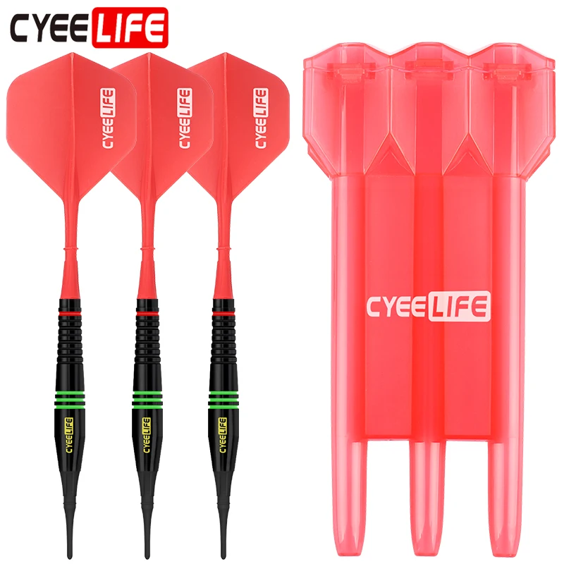 CyeeLife 18G Dart Tip Lembut dengan Case, Set Dart Plastik Profesional dengan Penerbangan One Piece Baru, Tidak Mudah Rusak