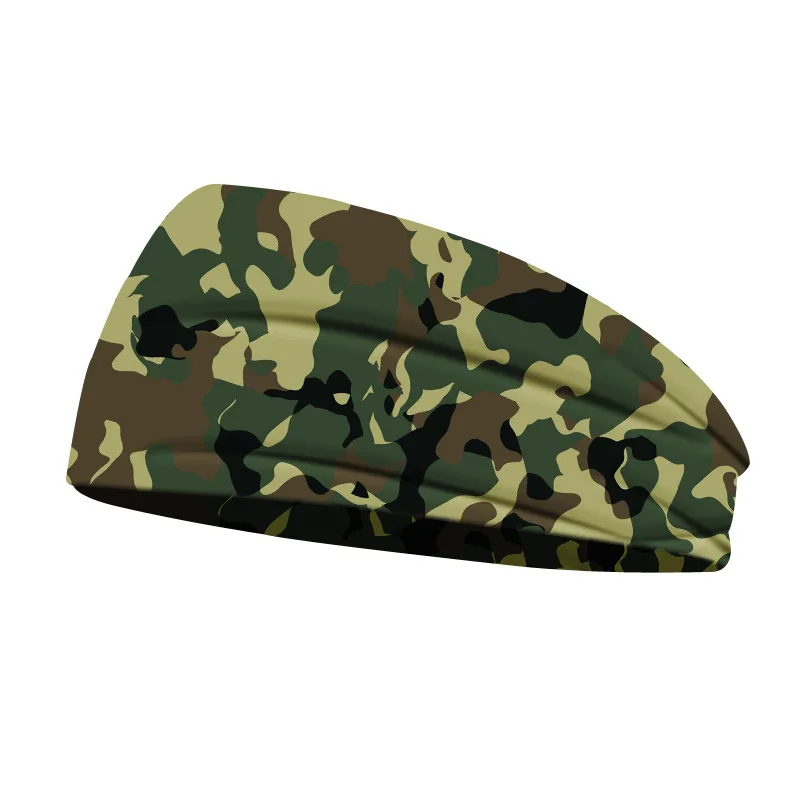 Camouflage Print Men Elastic Yoga Headband Sport Running Sweatband Outdoor Gym Hair Band Turban Fitness Bandage Sweat Bands