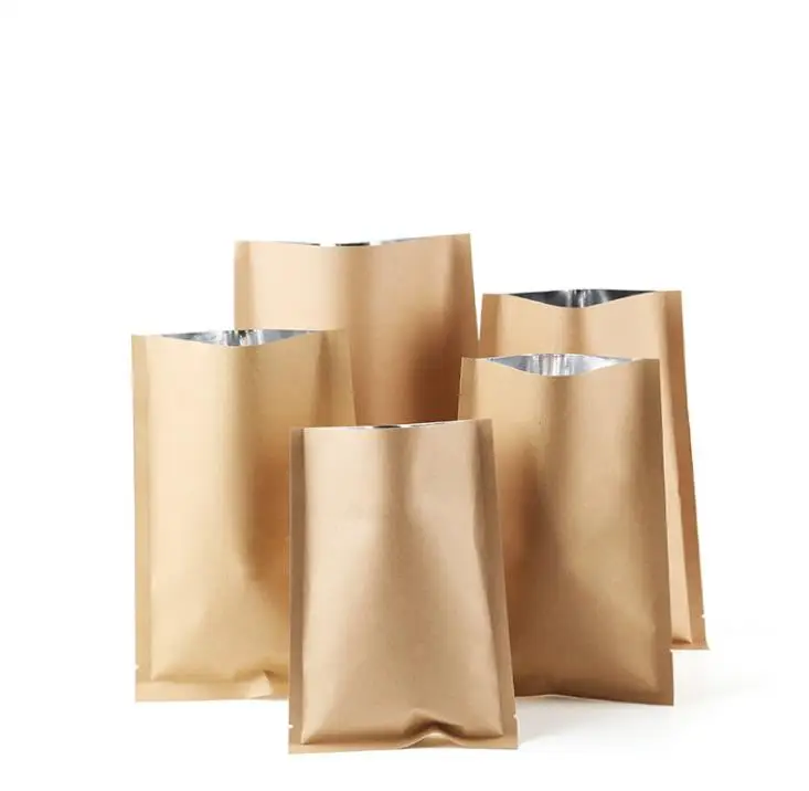 

2000Pcs Open Top Kraft Paper Mylar Foil Bag Tear Notch Food Storage Packaging Pouches for Coffee Candy Tea Pack SN3959