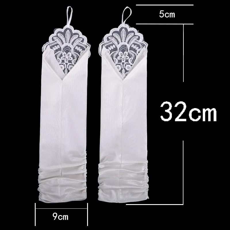 Sexy Women Female Half Finger Satin Seam Sequins Pearl Mittens Fashion Female Lace Sunscreen Driving Fingerless Dress Gloves J41