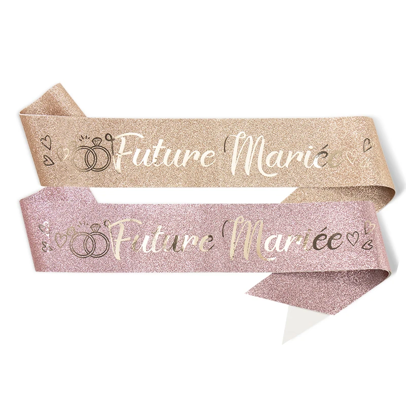 【New Design】Bride to Be Sash Echarpe Future Mariée Glitter Shining Bridal Shower Sash Bachelorette Party Decoration