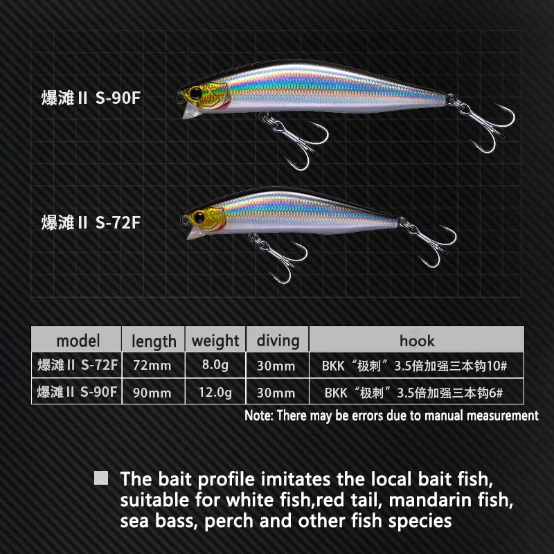 EWE fishing lures Baotan leurre 72mm8g/90mm12g 2nd generation Minnow Lure bait paseante superficie Minnow Fake bait Hard bait