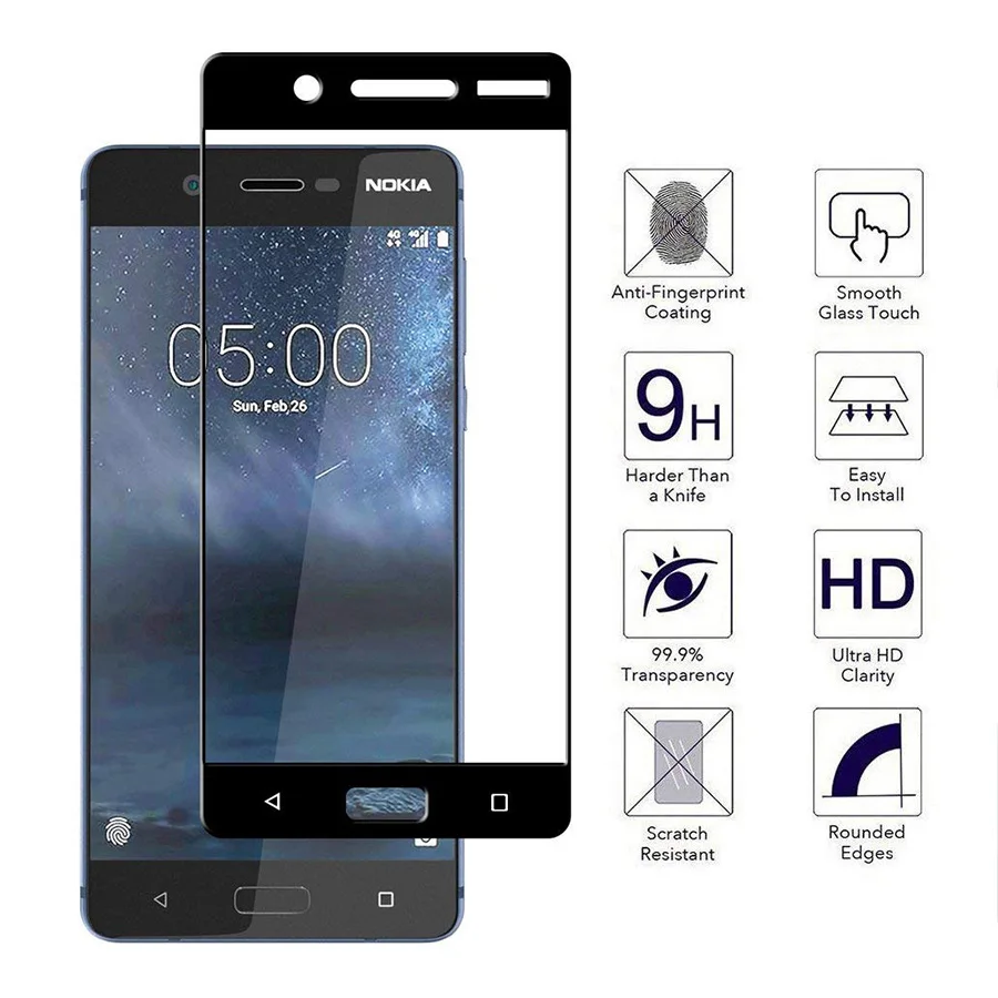 For Nokia 5 Premium Tempered Glass Screen Protector For Nokia 5 TA-1024 1027 1044 1053 N5 5.2 Tempered Glass Film Full Cover