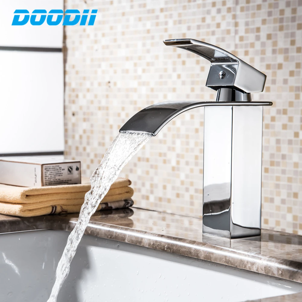 

Doodii Brass Basin Faucet Deck Mount Waterfall Bathroom Faucet Vanity Vessel Sinks Mixer Tap Cold And Hot Water Tap Torneira