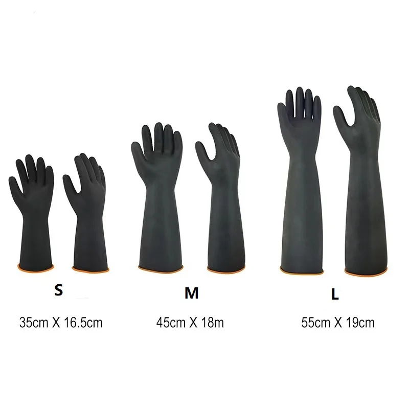 Rubber Gloves Heavy Duty Chemical Resstant Blasting Latex Industrial Sandblaster Length 35CM,45CM,55CM,70CM