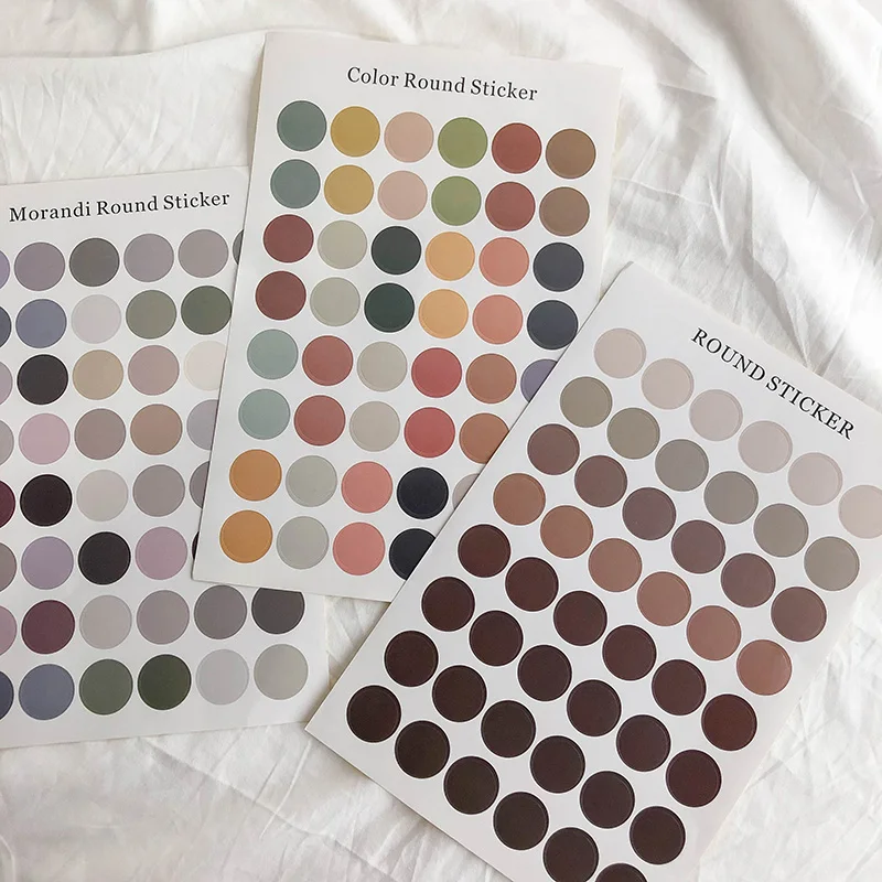 1pc Ins Color Round Stickers Scrapbooking Morandi PVC Photo Card Sealing Stickers Concise Metope Decorative Sticker Stationery