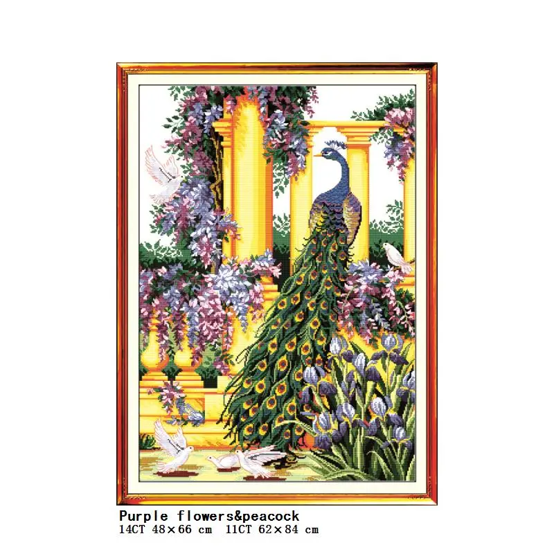 Beautiful Peacock Series Cross Stitch Kit Animal Pattern 14CT White 11CT Printed  Embroidery set  DIY Home Decoration Painting