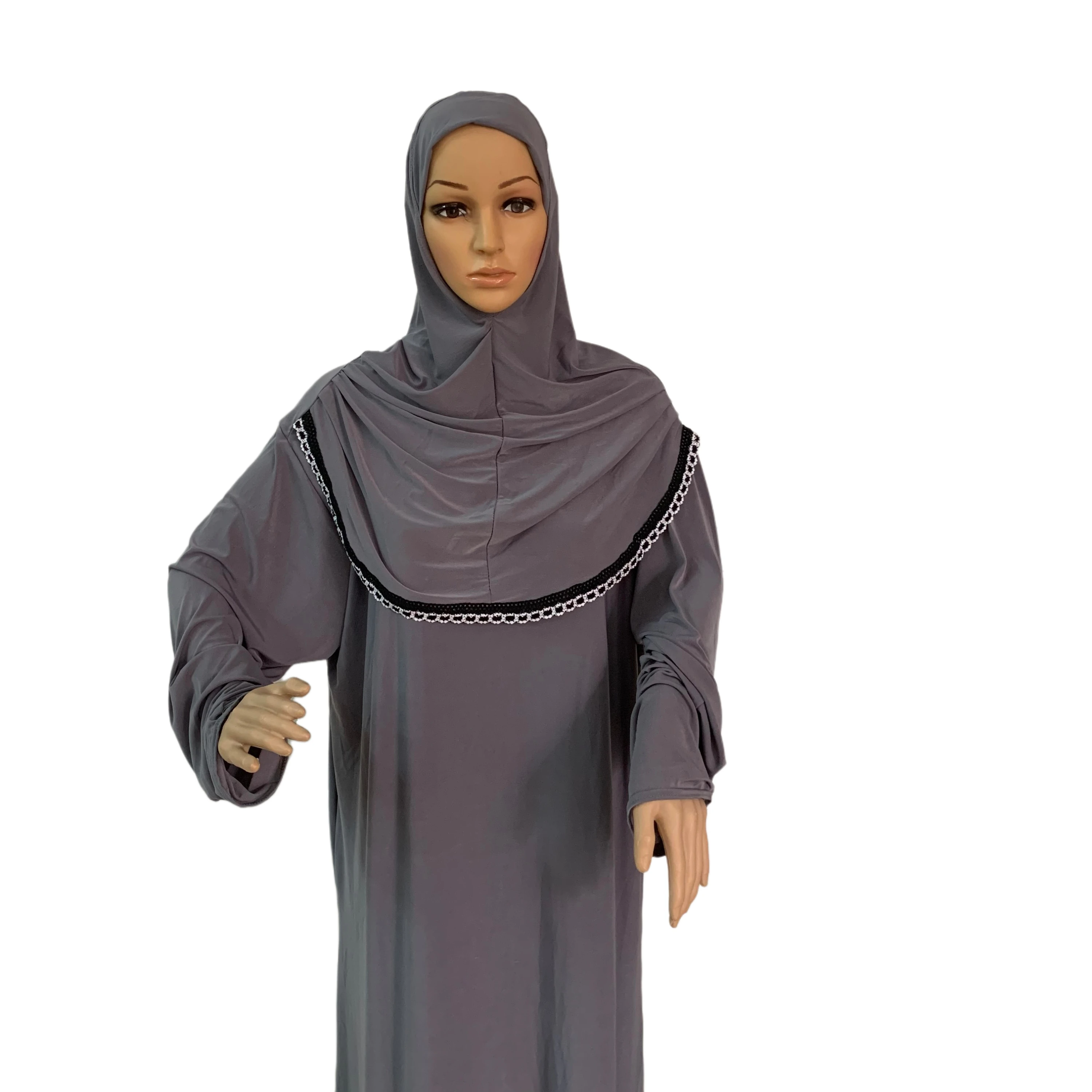 H118 Free size muslim dress with attached hijab pray khimar kaftan  burqa abaya robe hijab middle east clothing