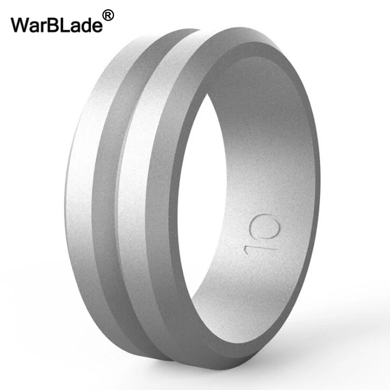 WarBLade 8MM V-groove Silicone Rings Hypoallergenic Flexible Sports Men Wedding Rubber Bands Food Grade FDA Silicone Finger Ring