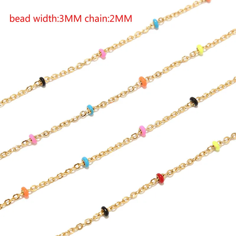 

3M Colorful Stainless Steel 3mm Beaded Chains Satellite Link Chain Necklaces Bulk For DIY Jewelry Making Necklaces Findings
