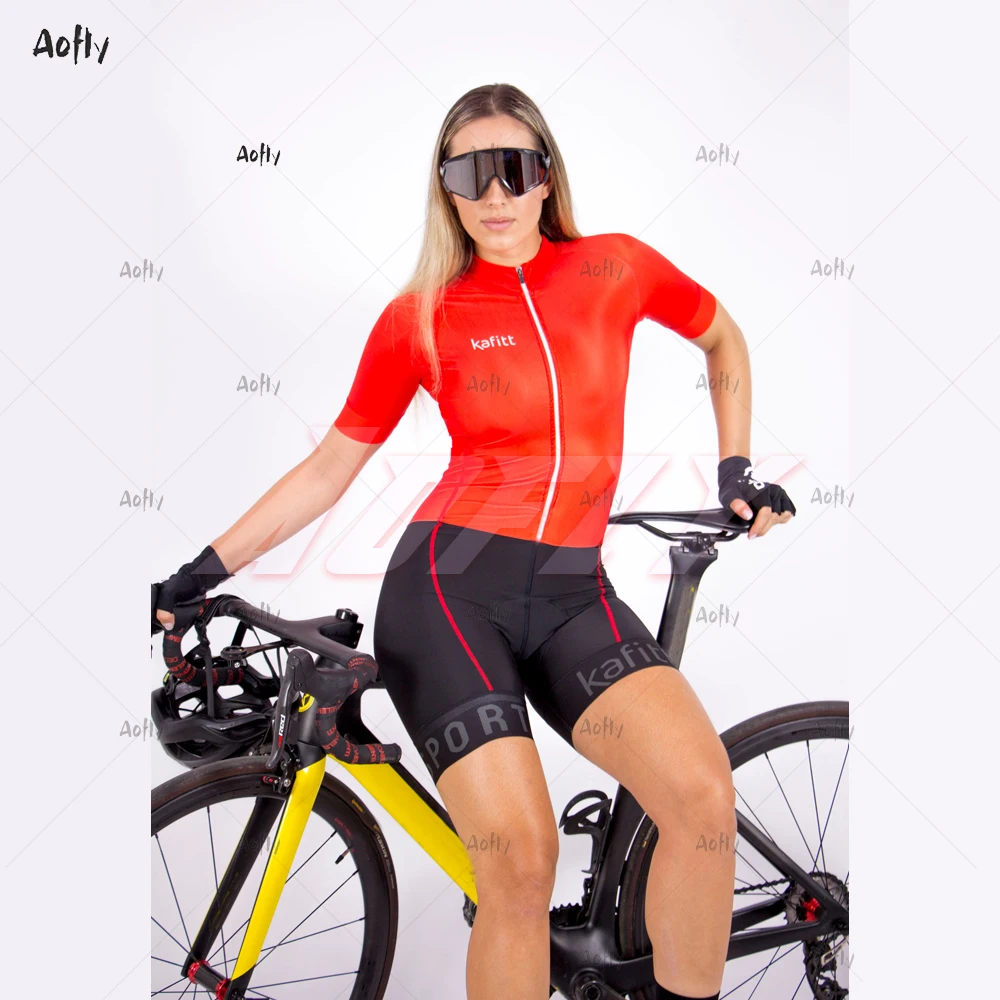 2020Kafitt Couples Red Triathlon Suit Cycling Clothing Skinsuit Sets Jumpsuit Kits Macaquinho Ciclismo Feminino Maillot Gel Pad