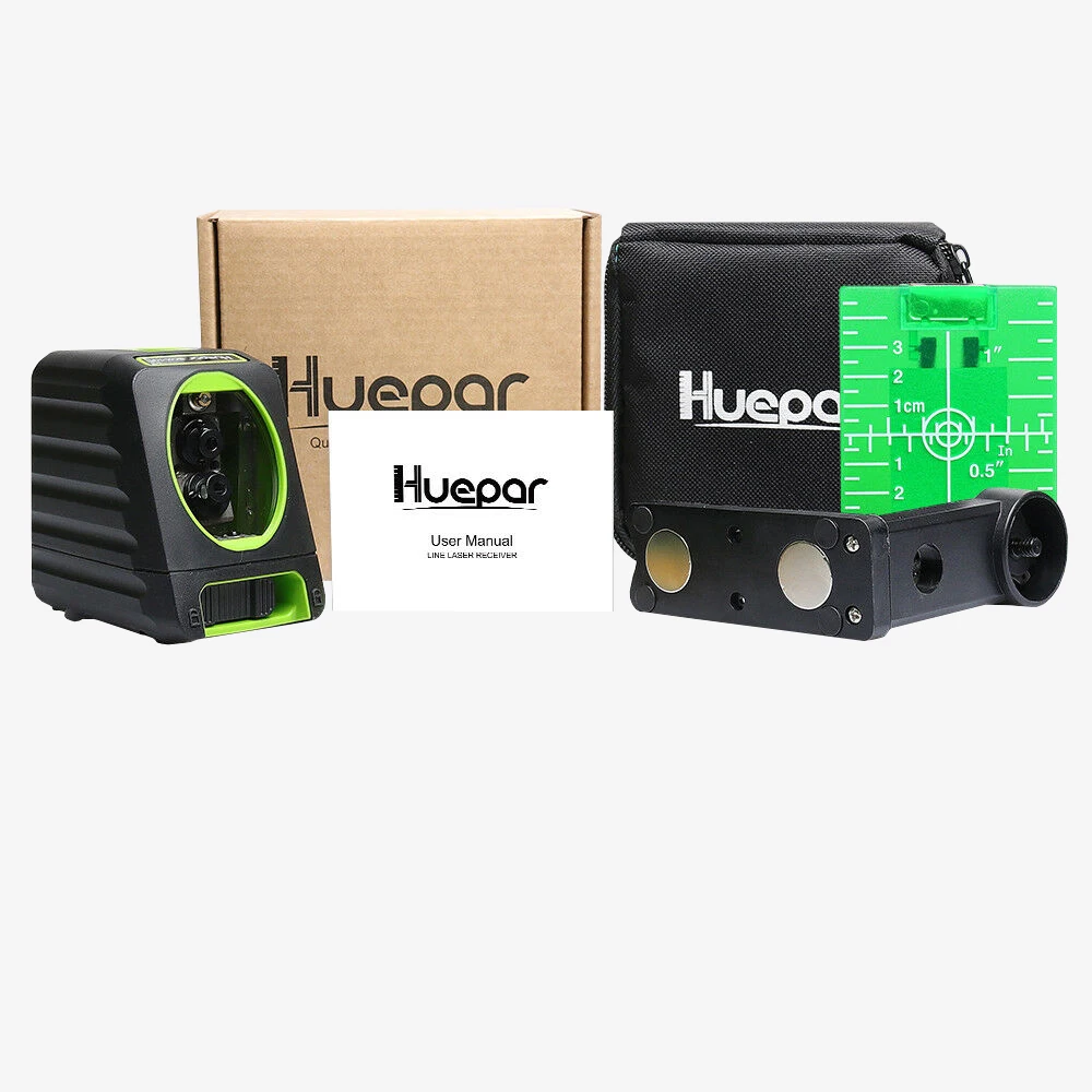 Huepar BOX-1G ao ar livre 150 graus 510nm nivel laser auto-nivelamento vertical horizontal laser feixe verde cruz linha laser nível