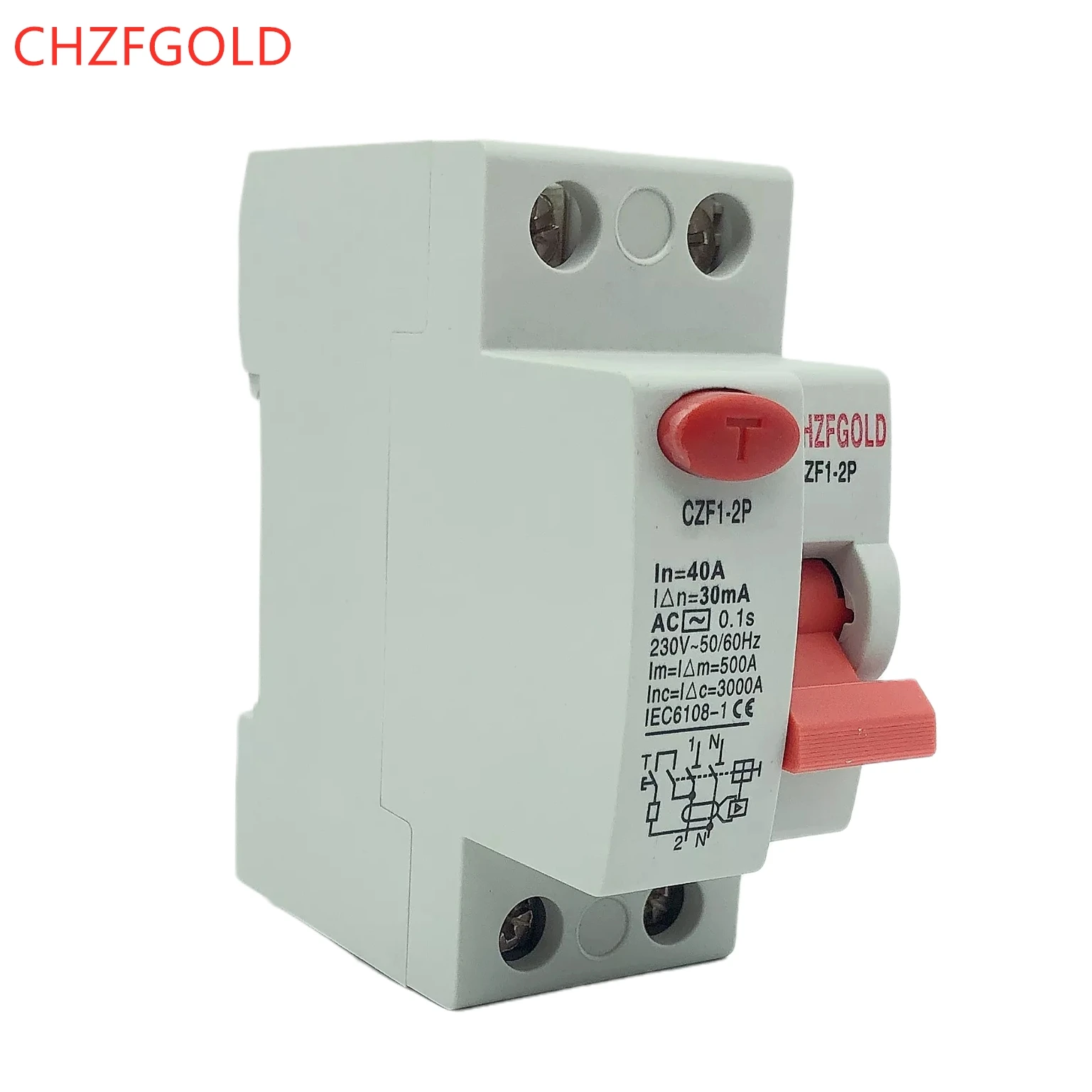 AC 2P 16A 10mA 30mA 6KA RCCB RCD 110V 230V interruttore corrente residuo interruttore differenziale interruttore di sicurezza CHZFGOLD