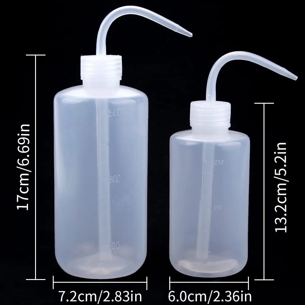 6Pcs 250/500ml Tattoo Wash Bottle Plastic Safety Lab Squeeze Bottles Eyelash Cleaning Non-Spray Cups Makeup Tattoo Accessories