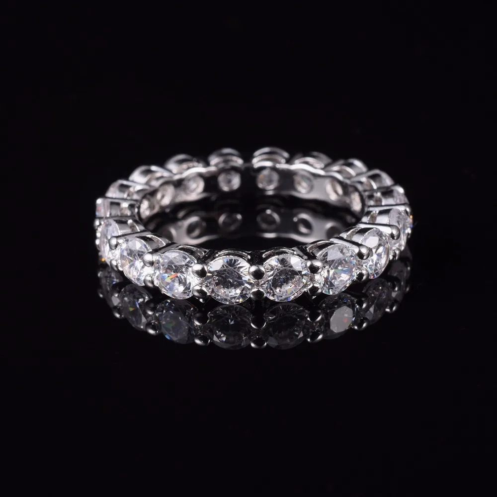 Luxury 925 SILVER PAVE SETTING FULL CZ ETERNITY BAND ENGAGEMENT WEDDING Rings DIAMOND simulated PLATINUM Size 5,6,7,8,9,10