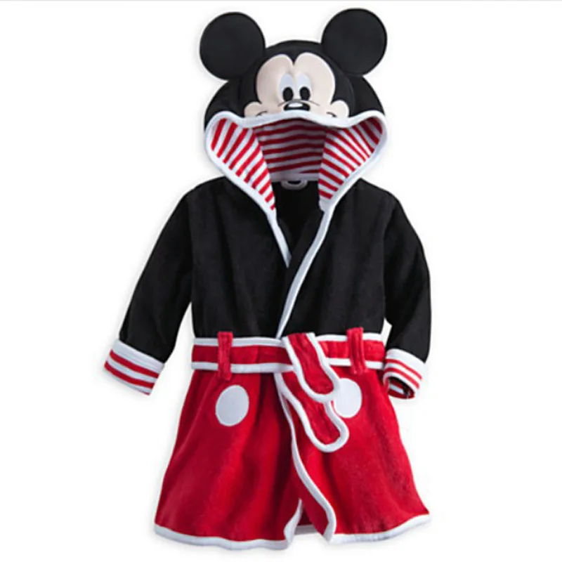 Disney Mickey Minnie Winter Pajamas Children Warm Sleepwear Cartoon Cute Home Wear Night Gown Bathrobe for Baby Boy Girl