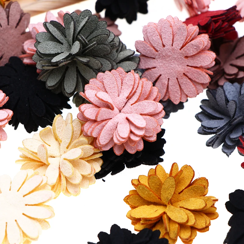 45pcs/Lot 2.5cm Mini DIY Handmade PVC Velvet Imitation Millet Flower Heads For Headdress Hair Accessories Clip Art Fake Decor