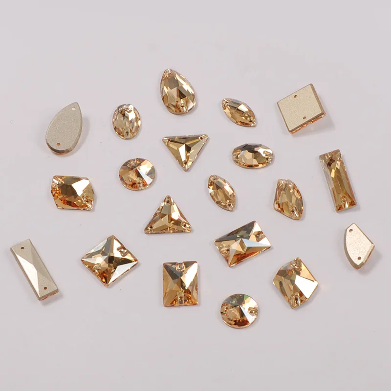 YANRUO 3265 Cosmic Golden Shadow Flat Back Rhinestones Decor Sew On Stones Sewing Crystal Stone Gold Diamante