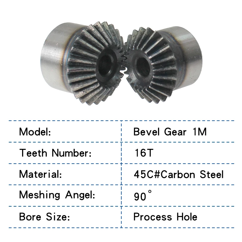 1M16Teeth bevel gear Outer Diameter 17mm Total Height 15mm Gear Process Hole Low Carbon Steel Material 90 Degrees Meshing Angle