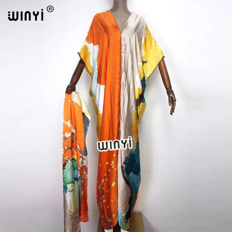 Caftan Printed платье бохо For Women sukienka Design muslim sets Maxi Long Femme Vestidos with scarf Summer Party Elegant Dress