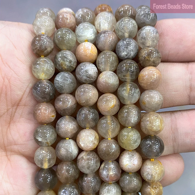 Natural Stone Black SunStone Loose Beads  Loose Spacer Beads For Jewelry Making DIY Bracelet Necklace 15'' Strands 4/6/8/10/12mm