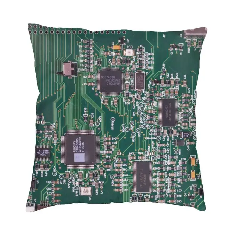 Nordic Green Technology Electronic Board Throw Pillow Cover Home Decor Computer Motherboard Heart Cushion Cover For Living Room