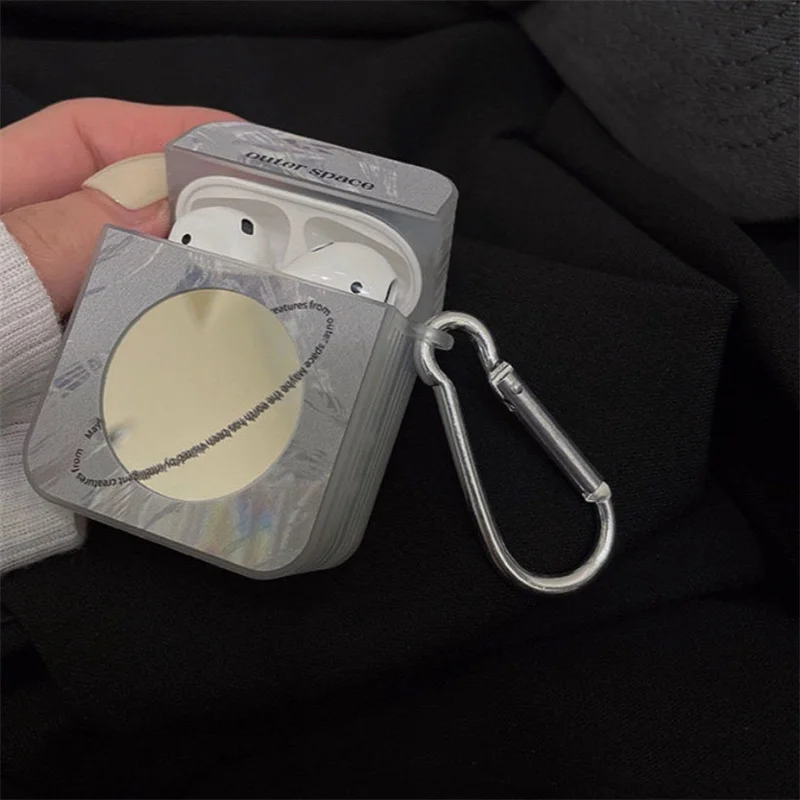 INS трендовый зеркальный чехол для наушников планета для Airpods 1 2, защитный мягкий чехол для наушников с брелоком для Airpods Pro, зарядное устройство