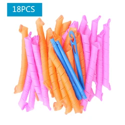 18Pcs Haar Rollen (20/30/45/50/55Cm) slak Vorm Niet Golfvorm Spiraal Ronde Krullen Haar Krultang Soft Hair Curler Magie Haar Tools