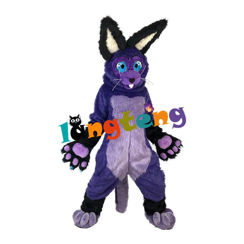 964 High Quality Long Furry Purple Rabbit Mascot Costume Adult Cartoon Easter Festival Celebration Holiday Celebrate