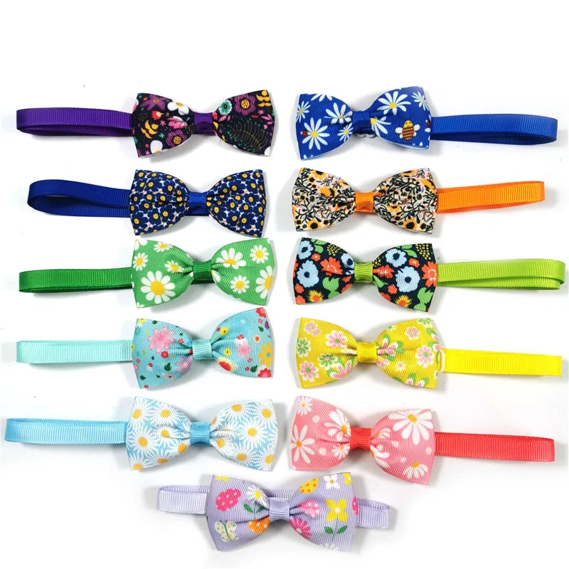 

50/100pcs Spring Pet Dog Flower Bow Ties Small Dog Pet Puppy Bow Tie Neckties Dog Grooming Accessories Supplies for Small Dogs