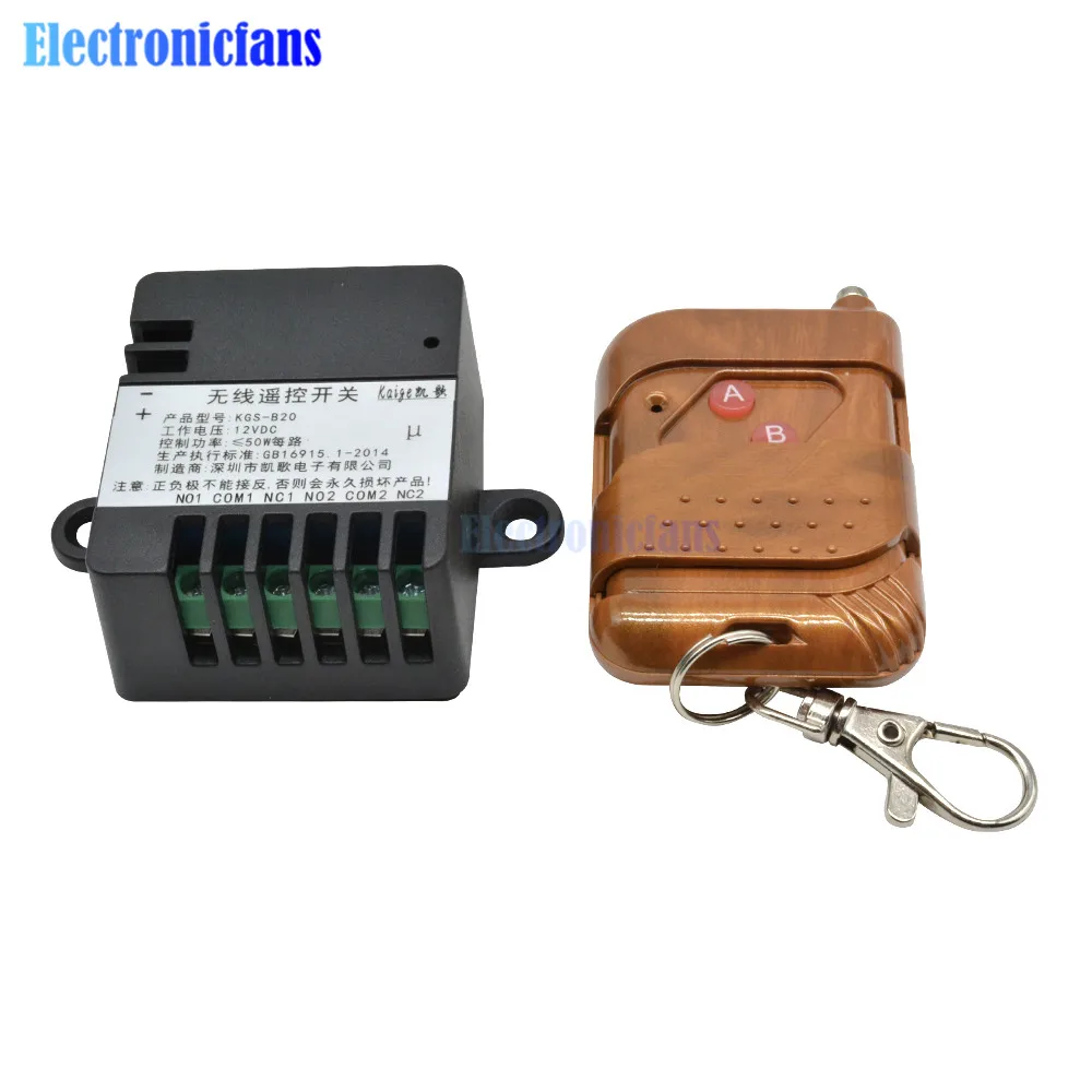 DC 12V Wireless RF Remote Control Switch Transmitter+ Receiver 2 Channel Relay Switch Module 315MHz 433MHz 2 Way Relays