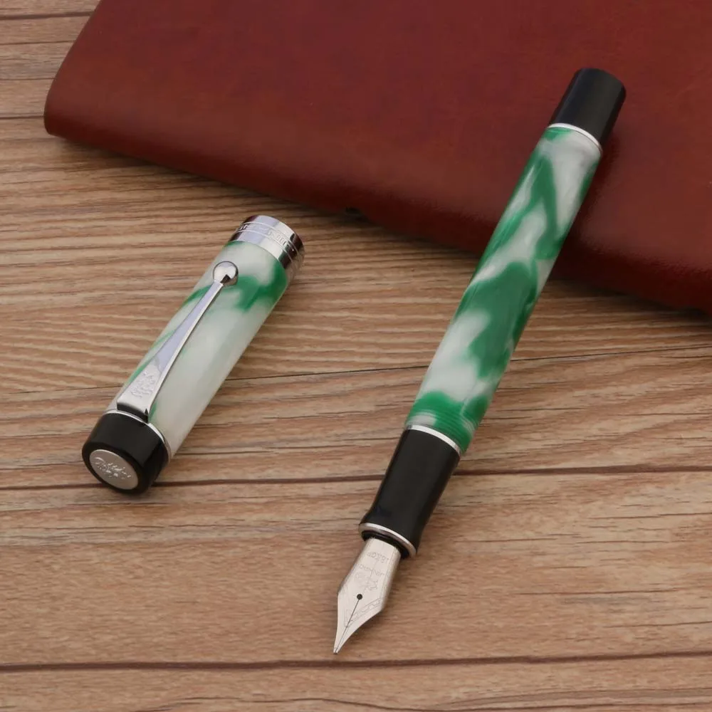 

Luxury Jinhao 100 Fountain Pen Acrylic Jade Chinese Cabbage Silver Spin Bend Nib Stationery Office School Supplies Writing New