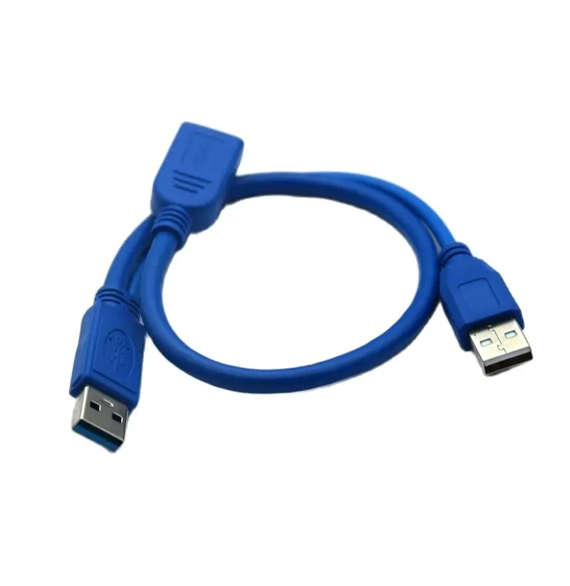 Black USB 3.0 Y type cable two USB 3.0 A Male to USB Female Y cable for external Hard Disk with extra power 30cm 50cm