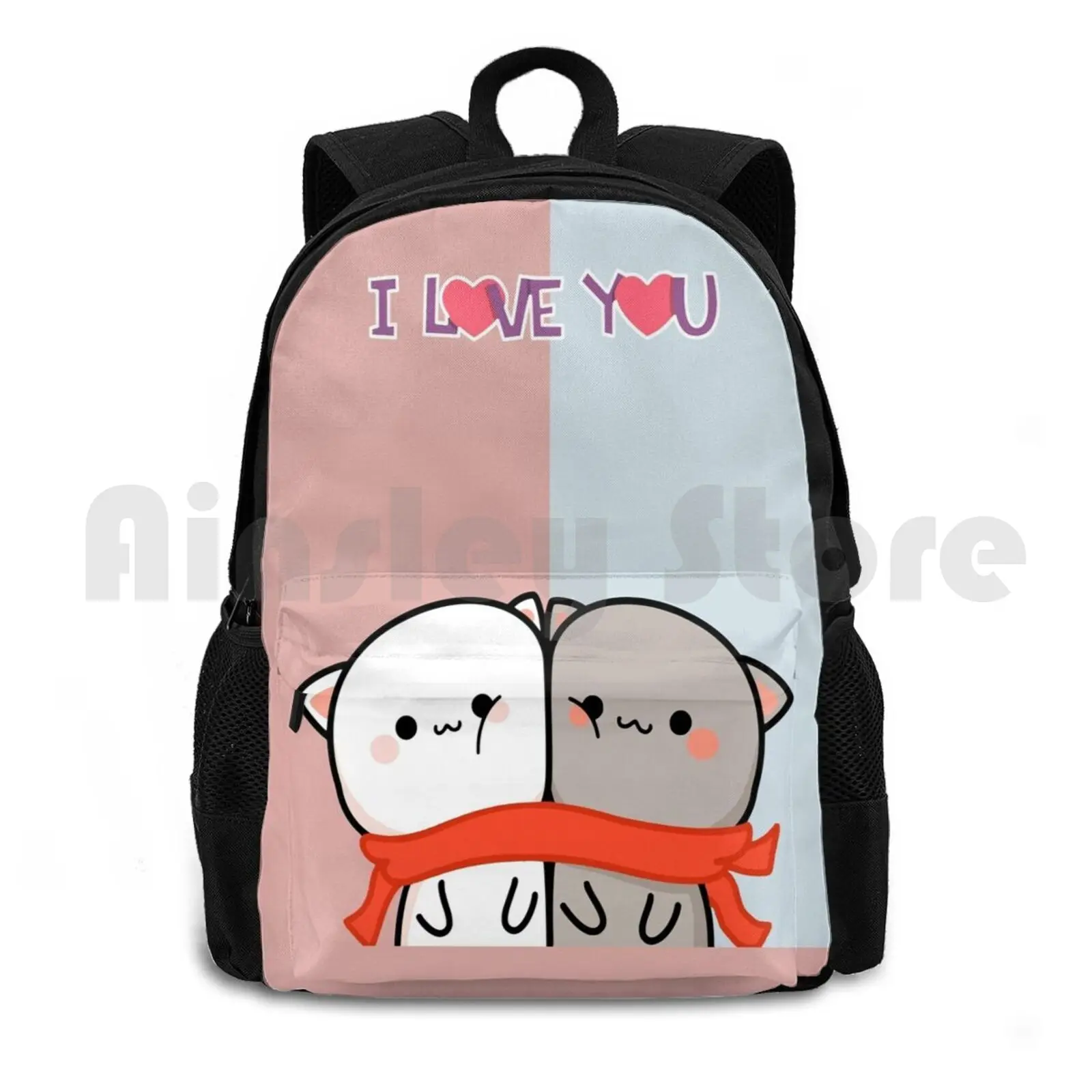 Teddy Bear Day. I Love You , Valentine Day Outdoor Hiking Backpack Waterproof Camping Travel Bear Funny Mochi Mochi Peach Cat