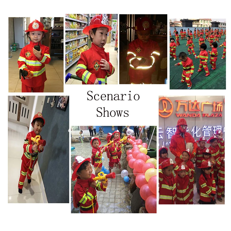 Halloween Cosplay Kids Firefighter Uniform Children Sam Fireman Role Play Work Clothing Suit Boy Girl Performance Party Costumes