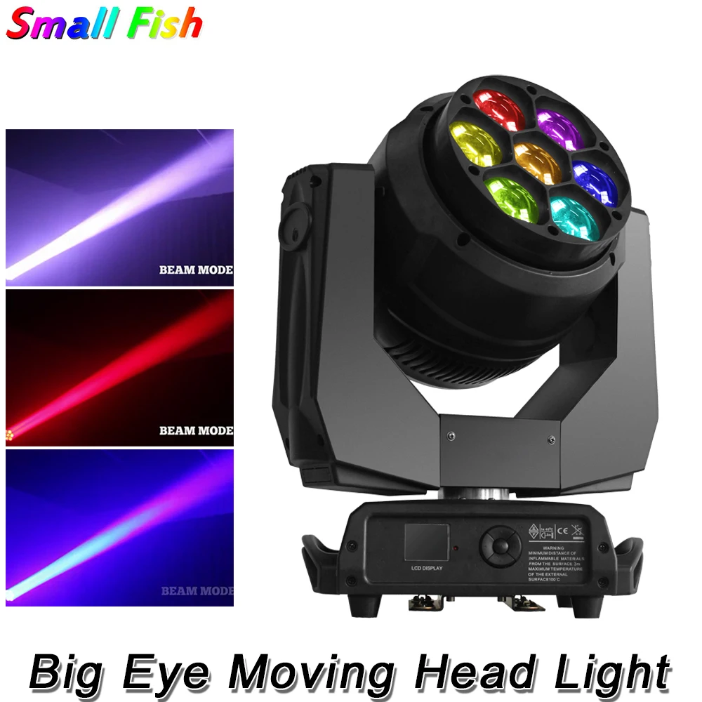 Professional Stage Light LED Zoom Functions 7X40W RGBW 4IN1 Big Eye Moving Head Light DJ Lighting Effect Party Club Beam Lights