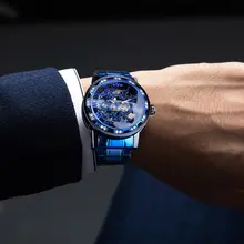 Winner Men's Skeleton Blue Mechanical Watch #3