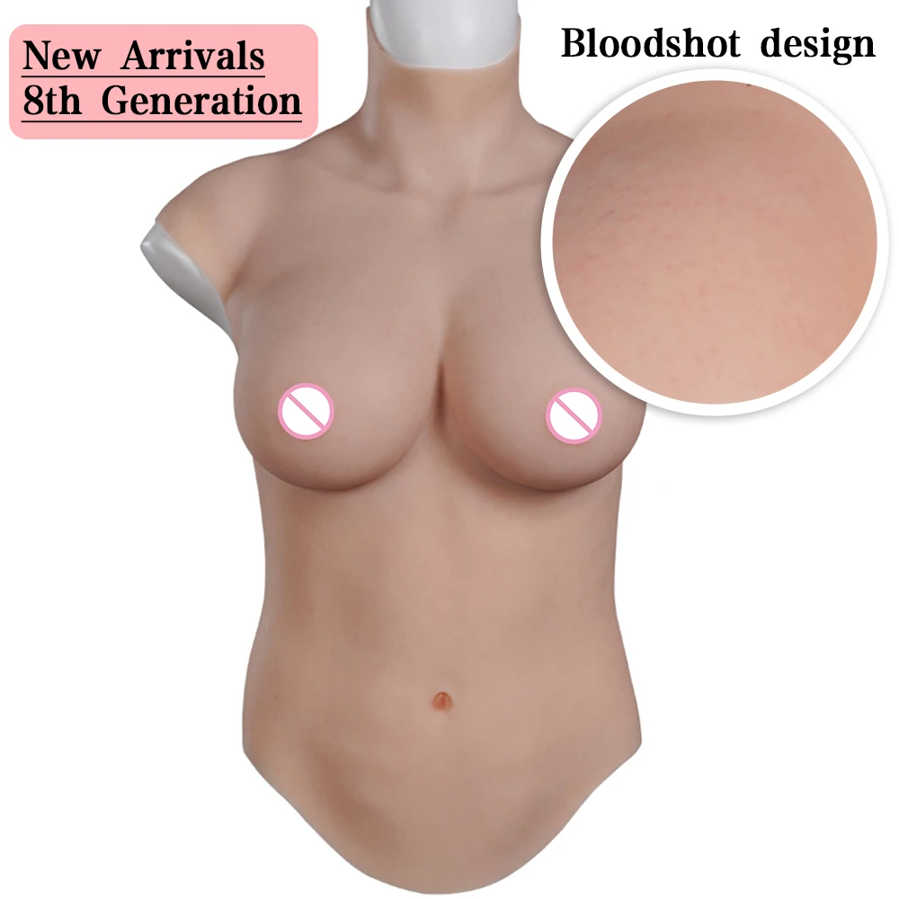 

U-Charmmore Silicone Fake Boobs Half Body With Bloodshot Tits Realistic Breast Forms For Crossdresser Transgender Sissy Cosplay