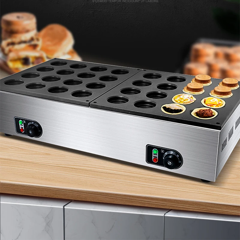 Máquina de pastel con ruedas de calentamiento eléctrico comercial, máquina para hacer aperitivos de Taiwán, 32 agujeros, 5000W, FC-2232A de pastel de frijol rojo