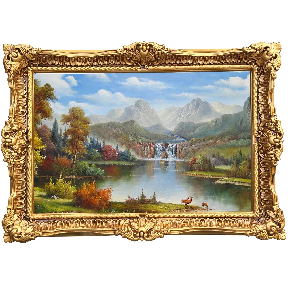 European Wedding Home Retro Oil Painting Photo Frame, PU Mirror Frame