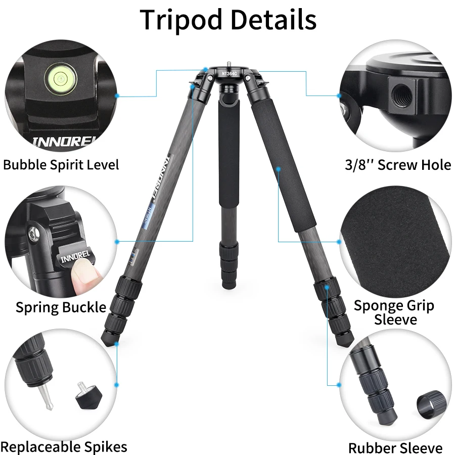 Imagem -05 - Fibra de Carbono Tigela Tripé para Câmera Dslr Vídeo Filmadora Resistente 25kg Carga Máxima Birdvering Câmera Suporte Nt364c Profissional